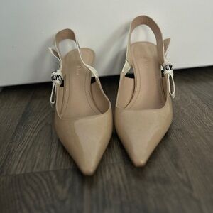 Dior patent nude leather slingback heel